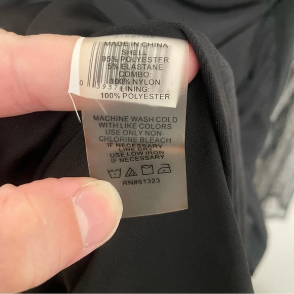 NWT Vince Camuto black dot mesh long sleeve mini dress with ruching medium - Picture 9 of 14